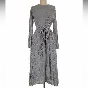 Something Navy Black and White Striped Long Sleeve Dress